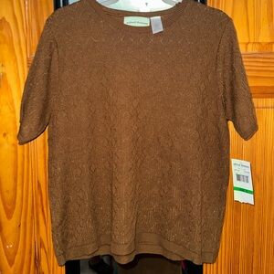 Alfred Dunner Textured Knit Top in Warm Brown
